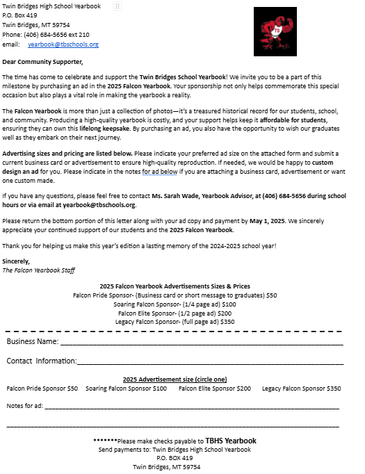 Yearbook Ad Form